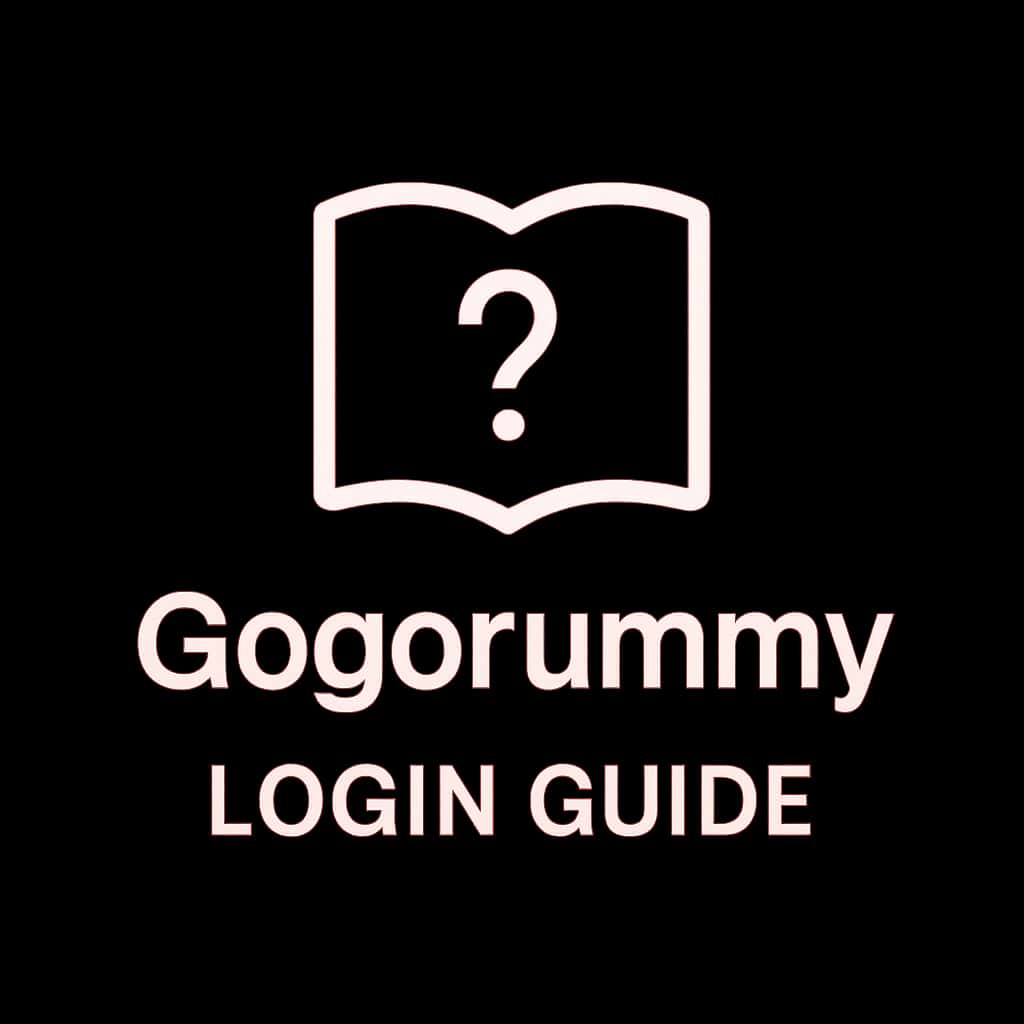 A simple badge illustrating Gogorummy Login Guide for assistance.
