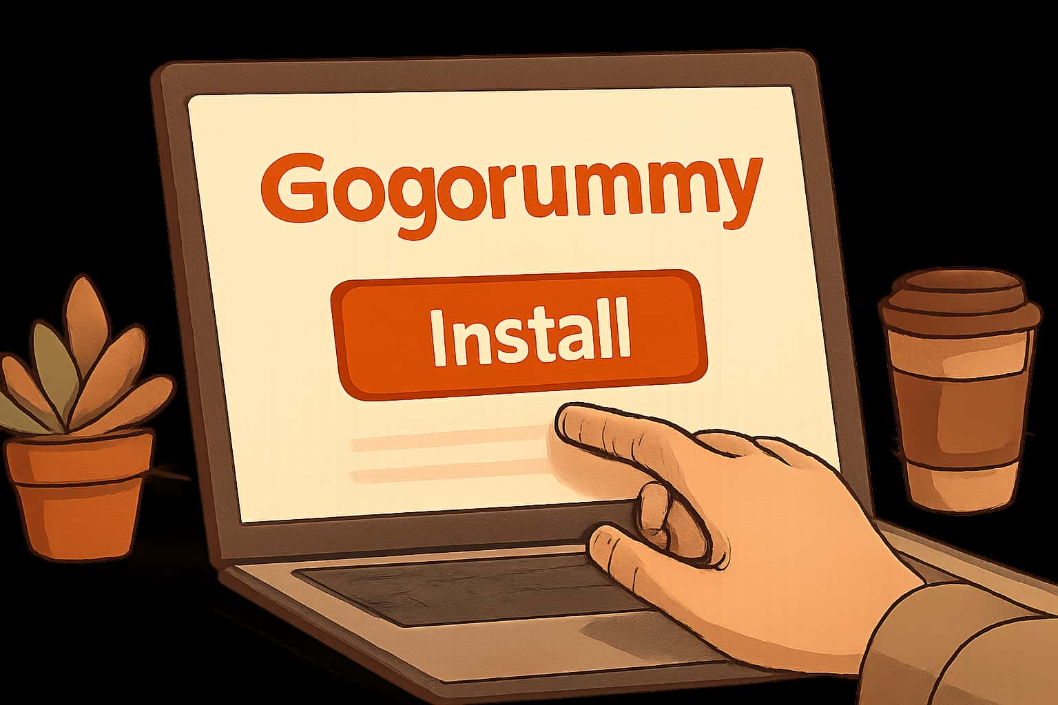Informational graphic about Gogorummy installation process.