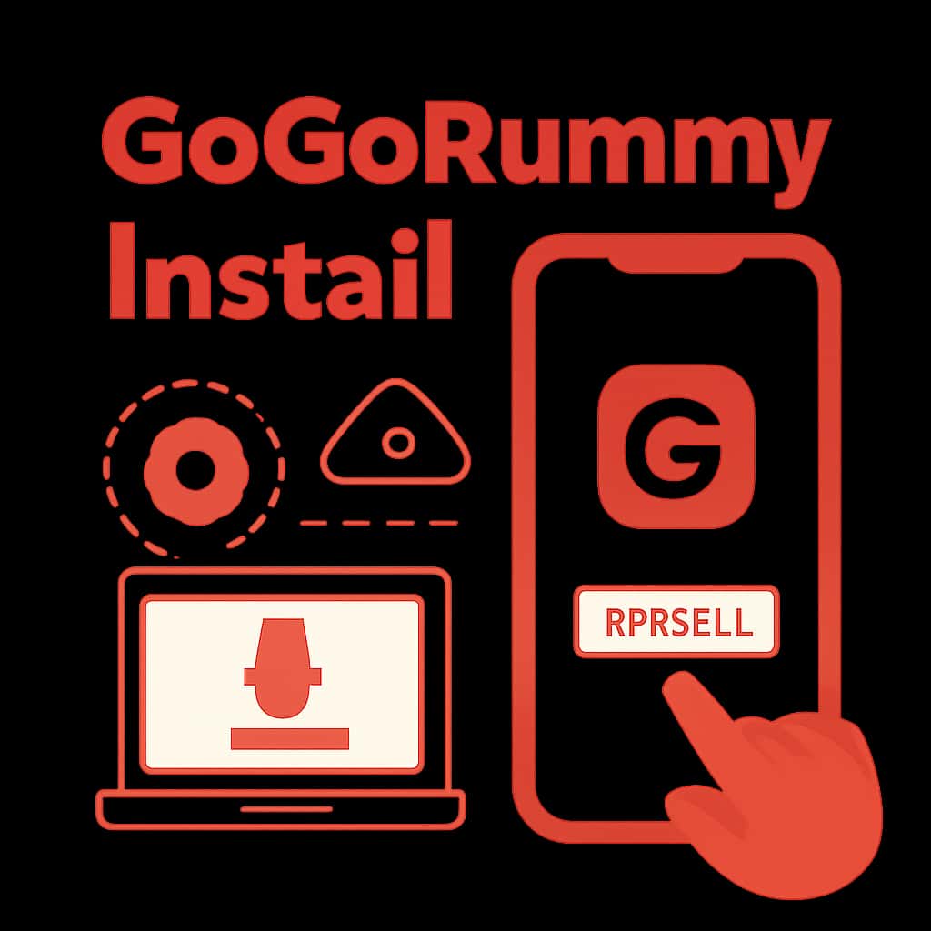 Illustration summarizing the installation steps for Gogorummy.